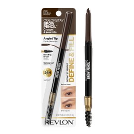 Revlon ColorStay Eyebrow Pencil with Spoolie Brush, Waterproof, Hair-Like Strokes, Stocking Stuffer for Her, 220 Dark Brown, 0.021 oz