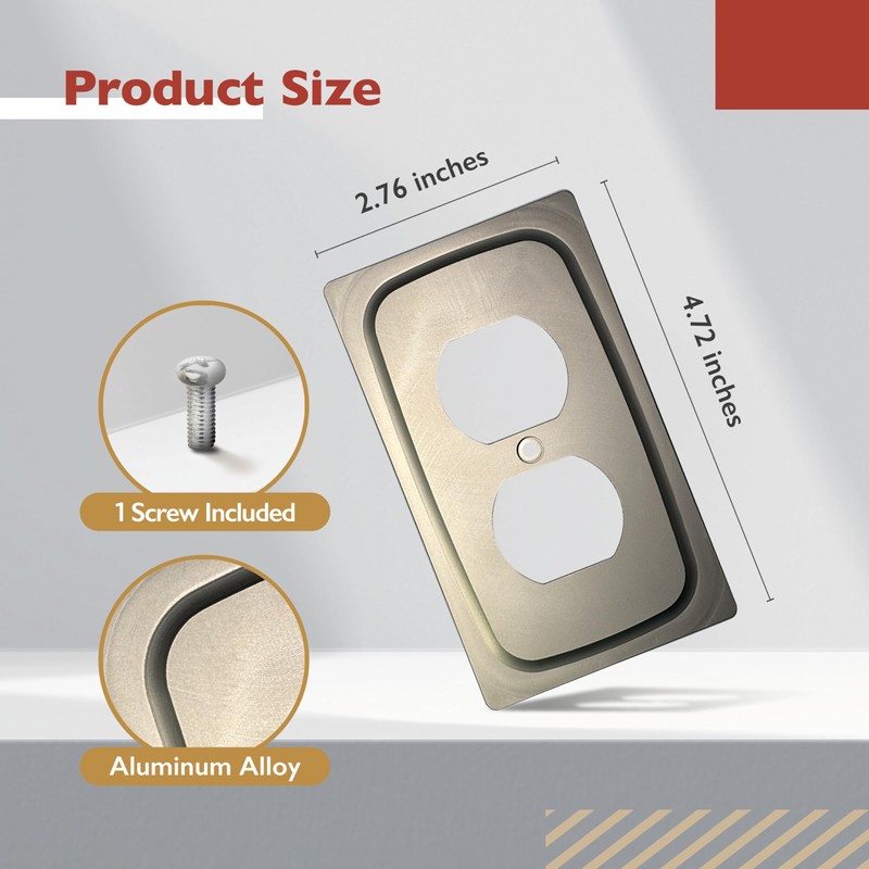 DICAS Brushed Aluminum (1-Pack) Wall Plate Cover- decorative Switch Plates