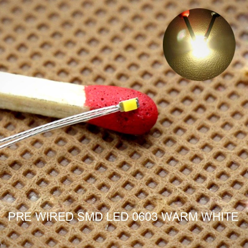 PTFE Wired SMD 0603 Chip LED Warm White 20-Piece Set