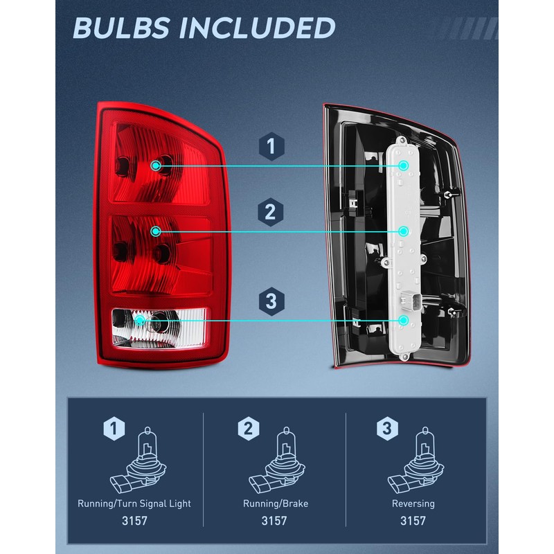 Nilight Taillight Assembly Compatible with 2002 2003 2004 2005 2006