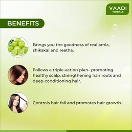 Vaadi Herbals Organic hair growth shampoo in hairdressing quality, effective against hair loss, strengthening, regeneration, 350 ml