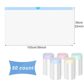 50 Count Jumbo Cat Litter Box Liners Large Drawstring Cat Litter Liners Unscented Tear Resistant Cat Litter Bags for Trash Waste to Keep Your Home Clean (White, Multicolor,39 x 22 Inch)