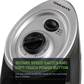 Ovente Portable Electric 30.4 Inch 90° Oscillating Tower Fan with 3 Speeds controlled by Manual Analog Knob with Low-Noise Technology Cool Air Breeze, Indoor, Bedroom, Home, Office, Silver TF87S