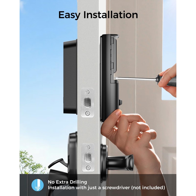 Smart Lock with Apple Home Key, Fingerprint Keyless Entry Door