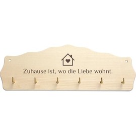 Geschenkissimo Home is Where Love Lives – Decorative Wooden Key Holder with Saying, Home Decoration, Housewarming Gift, Gift Idea