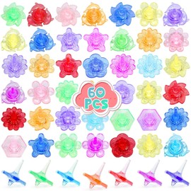 60Pcs Colorful Fidget Spinning Tops Gems Toys for Kids Party Favors, Spin Tops for Boys Girls Goodie Bags Stuffers, Bulk Stress Relief Sensory Toys for Classroom Prizes Birthday Gifts