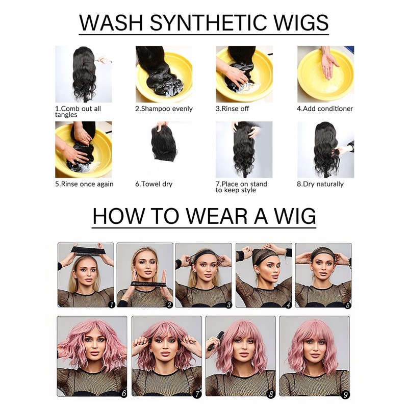 siswin Purple Short Straight Bob Wig with Bangs for Women(12inch,Purple)