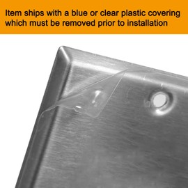 [2 Pack] BESTTEN 1-Gang 1.406-Inch Hole Metal Wall Plate with Ｗhite or Clear Plastic Film for Single Receptacle, Anti-Corrosion Stainless Steel Outlet Cover, Standard Size