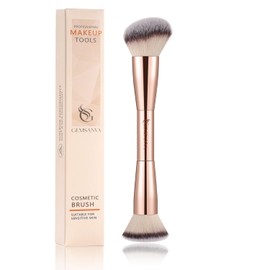 Gemsanva Gemsanba Foundation Brush & Concealer - Multipurpose dual-ended makeup contour for cream liquid powder Gold Angled&Round / 젬산바 파운데이션 브러시 & 컨실러 - 크림 리퀴드 파우더용 다용도 듀얼 엔드 메이크업 컨투어 Gold Angled&Round