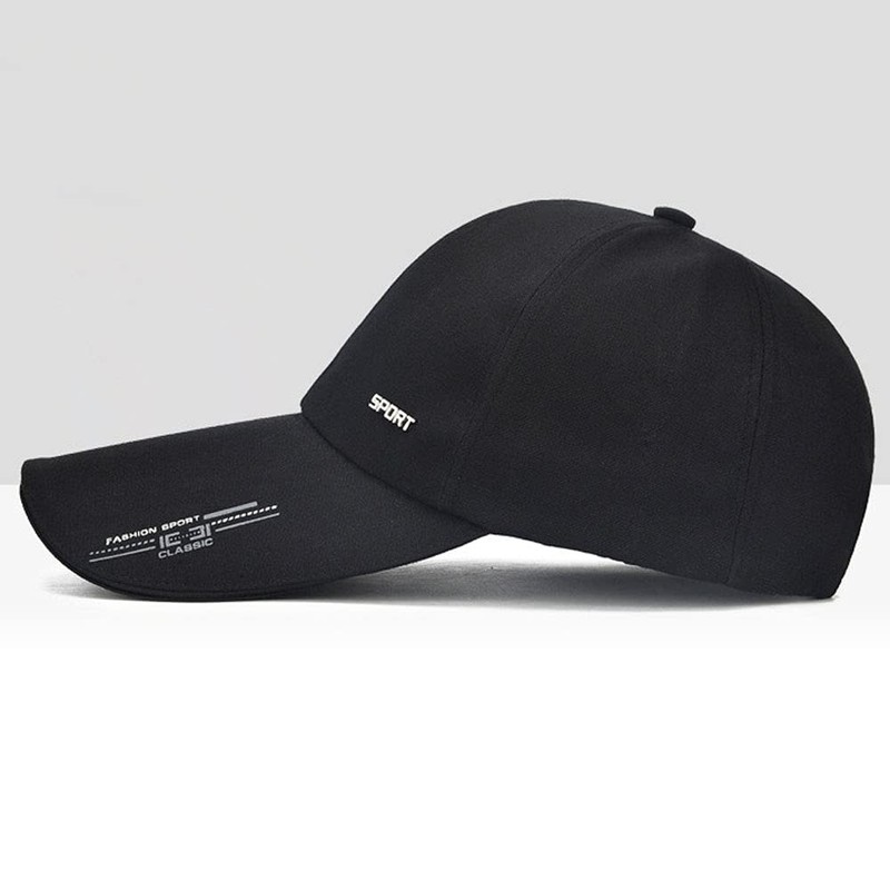 Kangqifen Men's Women's Long Brim Canvas Summer Baseball Cap (Black)