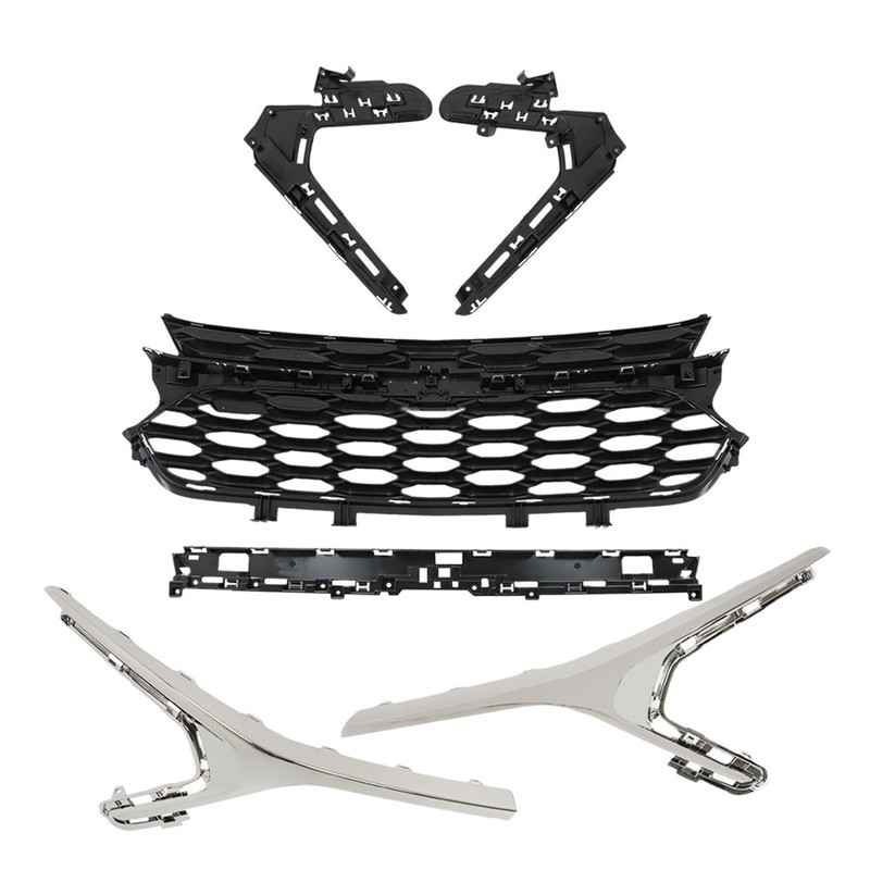 munirater Black Grille Front Bumper Upper and Lower Grill Kit