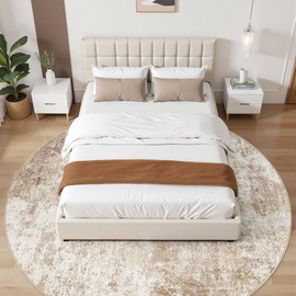 Micgeek 6ft Round Area Rug - 6X6 Abstract Washable Large Soft Foldable Non Slip Rug Neutral Modern Low Pile Carpet for Living Room Bedroom Nursery Dining Room Farmhouse Home Office Indoor - Brown