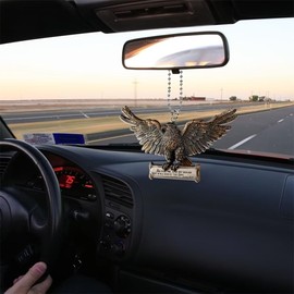 American Eagle Rear View Mirror Ornament, Car Hanging Ornament Christian Charm Car Ornament Hanging, Autotmotive Interior Decor Home Wall Window Pendant Decorative