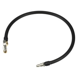 Motoforti Universal Inflator Air Pump Hose Adapter Tyre Valve Inflator Hose with Lock on Air Chuck, 60cm Hose Length, Open, Copper Steel Rubber, Black