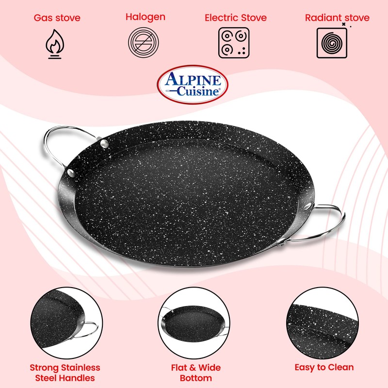 Alpine Cuisine Round Comal Griddle 9.5 Inch - Black Griddle