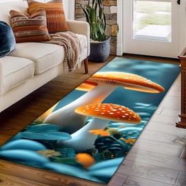 BXPZHWEI BXPZHWEI Coffee Green Pebble Mushroom Hallway Rug 2x7ft Modern Style Washable Non-Slip Rug, Foldable Fatigue Relieving Floor Mat for Kitchen Living Room Bedroom Laundry Room Entrance Decor