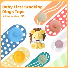 Baby Stacking Ring Toys for Infant 0-3-6-9-12 Months Old, Newborn Esssentials Montessori Sensory Teething Stacker, Boys &Girls Early Educational Learning Development Stackable Toy for Age 1 Year Gifts