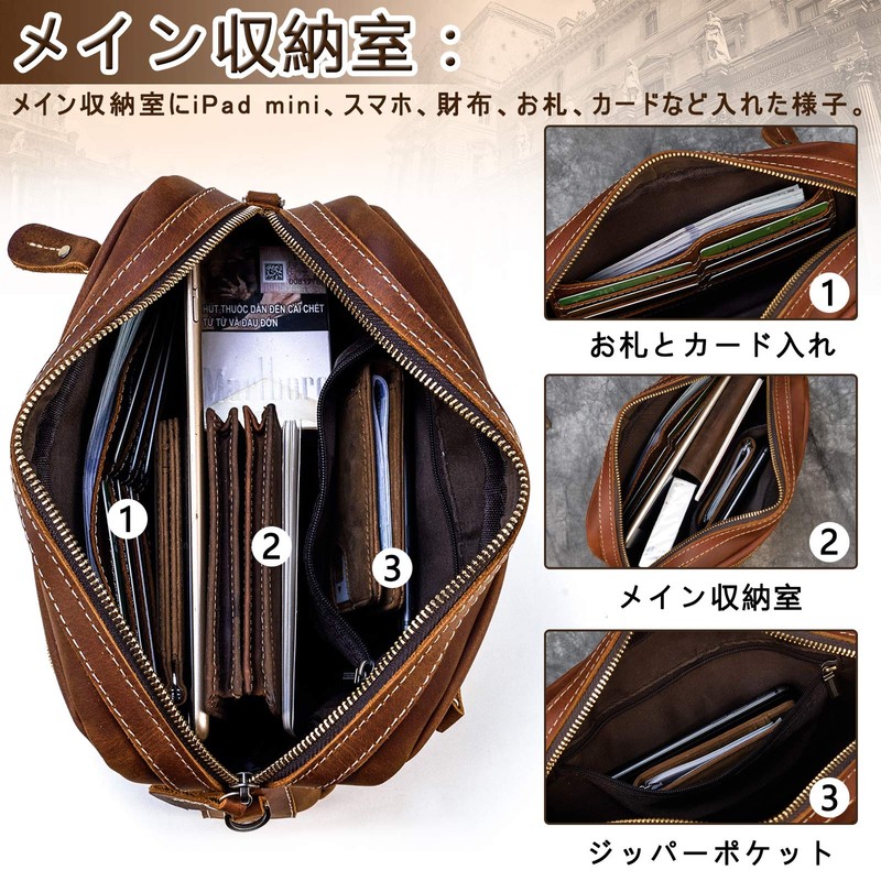 Luufan Clutch Bag, Genuine Leather, Men's, Second Bag, Leather, Small
