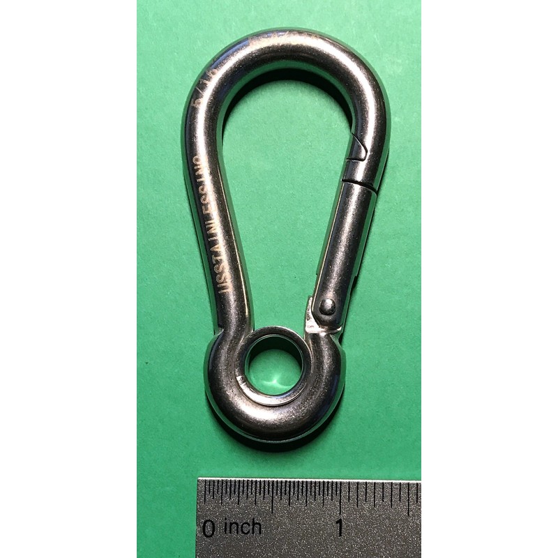 US STAINLESS Stainless Steel 316 Spring Hook with Eyelet Carabiner