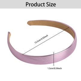 QXUJI 4PCS Satin Headband for Women and Girls, Cute Solid Simple Color Headpiece, Decorative Hair Accessories (Black, Silver, Gold, Purple)