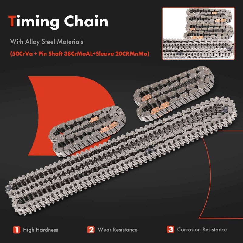 A-Premium 9PCS Engine Timing Chain Kit W/Tensioner & Guide Compatible