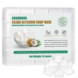 15 Ounces Glycerin Soap Base - Unscented Melt and Pour Base for DIY Crafting, Easy to Cut, Vegan and Natural, Moisturizing and Gentle on Skin, Perfect for Soap Making Supplies (Transparent,15 Ounces)