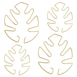 4Pcs Monstera Plant Support, 2 Size Leaf Shaped Golden Plant Support Climbing Plant Stem Stand Hooks, Monstera Stabilizer Stakes Grapple Holder Clamp Set for Thriving Growth Plant