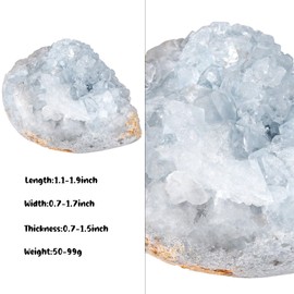 KYEYGWO 10-49 g Natural Blue Celestite Druze Raw Piece, Irregular Celestite Druze Segment Decorative Stones Geode Druze Piece Crystal Quartz Cluster Specimen Mineral Ornaments