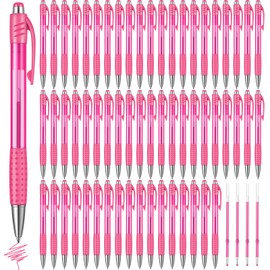 Cholemy 64 Pack Colored Retractable Gel Ink Pens Bulk 0.7mm Fine Point Pens Smooth Writing Click Pens with Comfortable Grip for Journaling Note Taking in School Office(Pink)