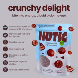 Nutic Gourmet Milk Chocolate Espresso Beans - 5Lb, Roasted Coffee Beans Covered in Milk Chocolate - Bulk Chocolate Espresso Candy - Ideal for Snacking and Gifting - (Pack of 1)