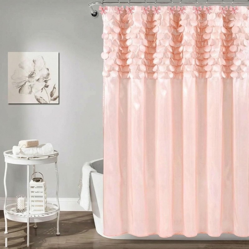 12PCS Decorative Shower Curtain Hooks with Shining Diamond,Rust Resistant Pink