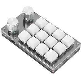 Zerodis Teclado Mecánico Macro, Teclado Mecánico Macro de una Mano Teclado Programable Multifunción de 12 Teclas para Juegos de Oficina Accesorios de Seguridad de Laboratorio (Blanco Negro)