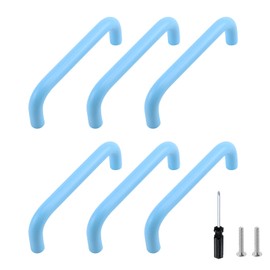 MY MIRONEY 6PCS Blue Drawer Pulls Aluminum Alloy Cabinet Handle Pulls Hardware Cute Style Cupboard Dresser Door Handles with a Screwdriver and Screws, 3.78" Hole Centers