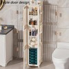 6-Tier Tall Narrow Storage Cabinet, Bathroom Cabinet with Transparent Doors