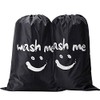 NICOGENA Wash Me Laundry Bag 2 packs, 28x40 inches Rips & Tears Resistant Large Dirty Clothes Storage Bag, Machine Washable, Heavy Duty Laundry Hamper Liner for College Students, Black
