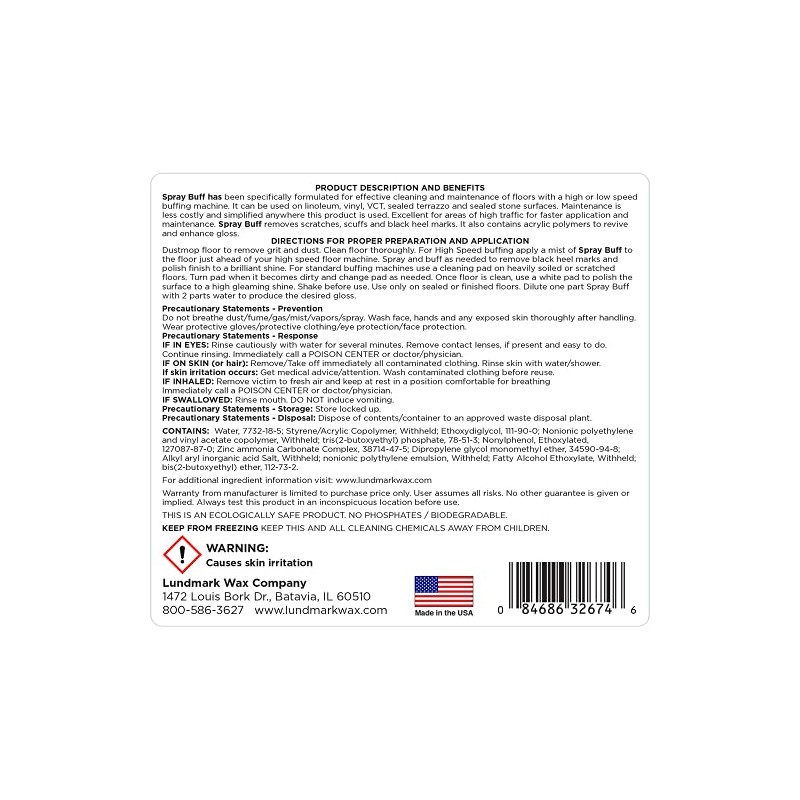 Lundmark Floor Maintainence Spray Buff Compound, 1-Gallon, 3267G01-4