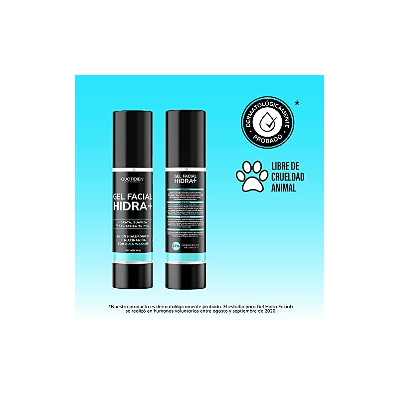 Gel Hidratante Facial Ácido Hialurónico Niacinamida Alga Wakame Ingredientes Naturales