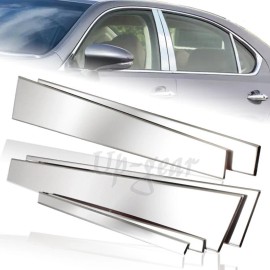 Up_Gear_Performance For 2007-2015 Lexus LS460 Stainless Chrome Polish Mirror Door Pillar Cover 6PCS