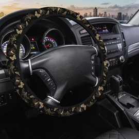 SISROW Butterflies Car Steering Wheel Cover Women Men Dandelion Floral Butterfly Universal Steering Wheel Cover for Trucks Auto Vans Car Wheel Cover 15 Inch Steering Wheel Cover with Grip, steer1001