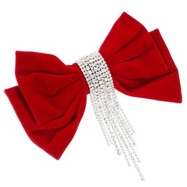 Baluue Large Hair Pins Rhinestone Embellished Bow Clips White Hair Bow Barrette for Women Girls
