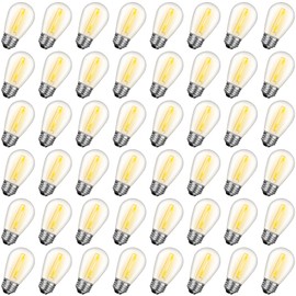 GvvooHome 48 Pack S14 LED Replacement Bulbs for Outdoor String Lights, Shatterproof 1W E26 LED Bulbs, Waterproof Outdoor Light Bulbs for Patio Light, Soft White 2200K