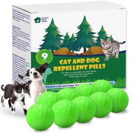 Cat Repellent Balls (9-Pack) - Plant-Based Formula with Camphor & Peppermint, 95% Effective in 2 Hours, Safe for Pets & Kids, Weatherproof for 6 Months, Covers 600 sq ft​