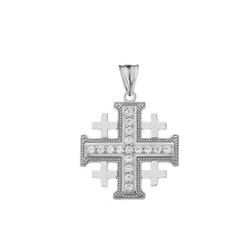 Religious Jewelry by FDJ Fine Sterling Silver CZ Crusaders Cross Charm Pendant Necklace, 16"
