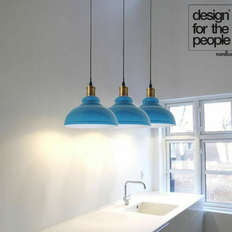 Blue Metal Ceiling Lamp Shade 29cm Easy Fit Light Pendant