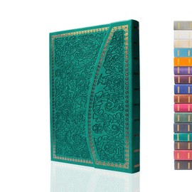 VICTORIA'S JOURNALS Diario magnético, cuaderno clásico tallado de piel sintética, tapa dura, páginas a rayas, marcapáginas, 8 x 5.7 pulgadas, color verde azulado