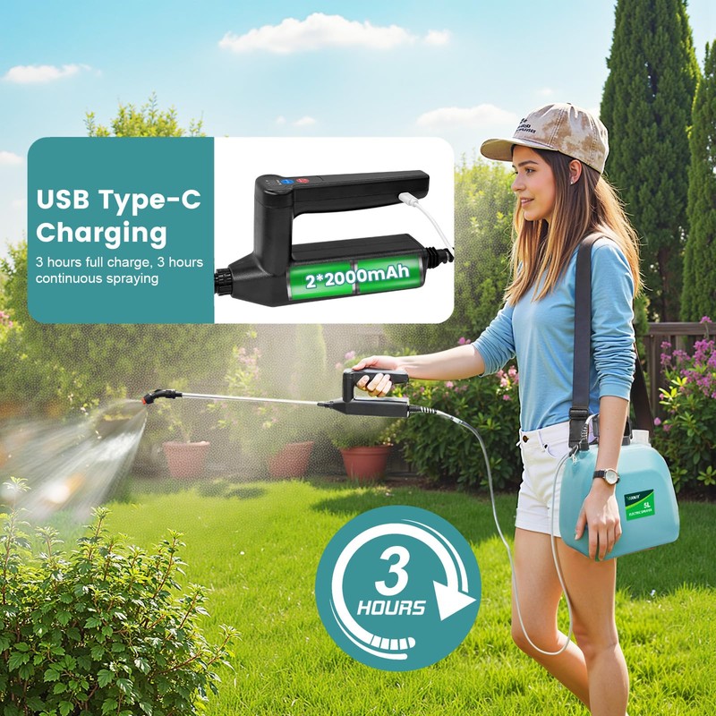 Battery Powered Sprayer 1.35 Gallon, 2025 Electric Garden Sprayer with