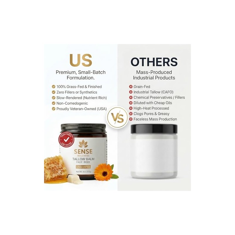 Beef Tallow Balm for Face & Skin – Manuka Honey,