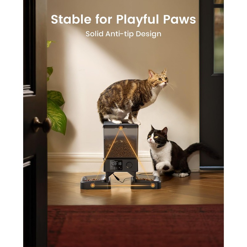 oneisall Automatic Cat Feeder for 2 Cats, 20 Cups/5L Automatic