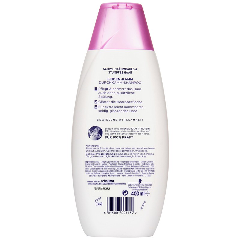 Schauma Seiden-Kamm Comb Shampoo Pack of 2 x 400 ml