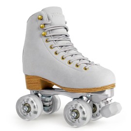 Roller Skates for Women or Men with Height Adjustable Rubber Stoppers Retro Suede Quad Roller Skates for Outdoor and Indoor